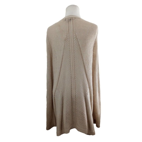 Tahari Crochet Knit Cardigan Women’s Size 1X Tan Oatmeal Plus Size Open Front - Picture 2 of 9